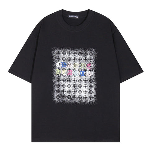 Chrome Heart T Shirts Cross Color Printed Short Sleeve T-Shirt Couple