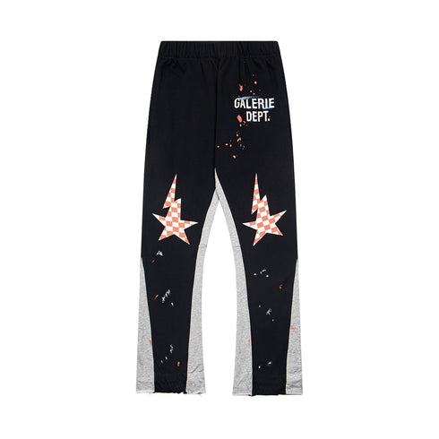 Gallery Dept Sweatpants Hand-painted splashed ink letter patch splicing casual trousers