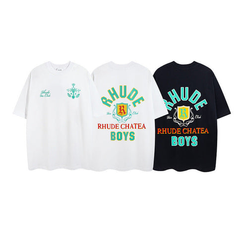 Rhude T-shirt Micro Label Letter Coconut Pattern Short Sleeve T-shirt