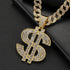 Dollar Sign Iced Out Cuban Pendant Necklace