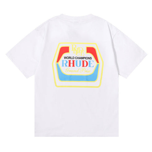 Rhude T-shirt Micro Label Wheat Ear Letter Print Short Sleeve T-shirt