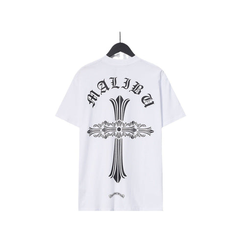 Chrome Heart T Shirts Croix Cross Leather Printed Short Sleeve T-Shirt
