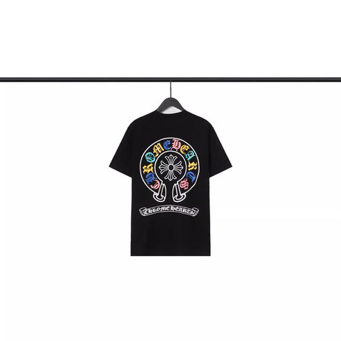 Chrome Heart T Shirts Croix Cross Color Leather Printed Short Sleeve T-Shirt