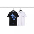 Chrome Heart T Shirts Blue Cross Loose Crew Neck Short Sleeve