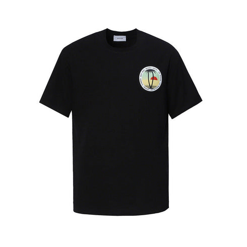 Rhude T-shirt Sunset Coconut Alphabet Print Short Sleeve T-shirt