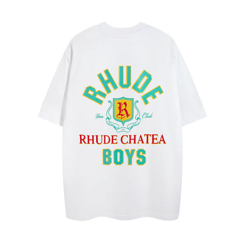Rhude T-shirt Micro Label Letter Coconut Pattern Short Sleeve T-shirt