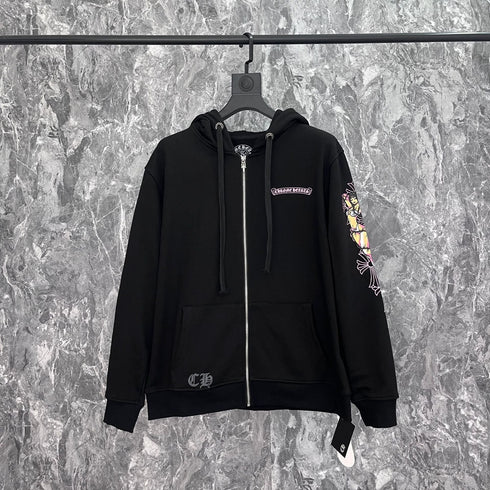 Chrome Heart Hoodie Cross, hooded zip-up cardigan sweater jacket