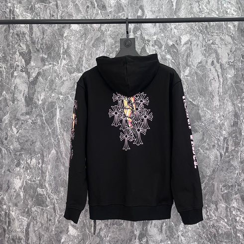 Chrome Heart Hoodie Cross, hooded zip-up cardigan sweater jacket