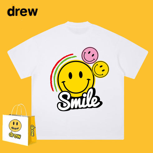 Drew T-shirts Short Sleeve T-shirt Smiley Face Letter Print