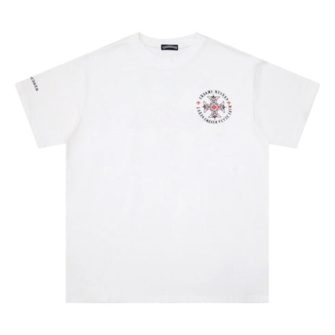 Chrome Heart T Shirts Red Cross Sanskrit Letter Short Sleeve T-Shirt