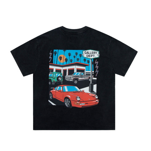 Gallery Dept T-shitrs Retro Distressed Cartoon Car Short Sleeve Men and Women