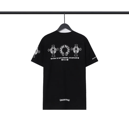 Chrome Heart T Shirts Chrome Hearts Cross Sanskrit Print Short Sleeve Crew Neck T-Shirt