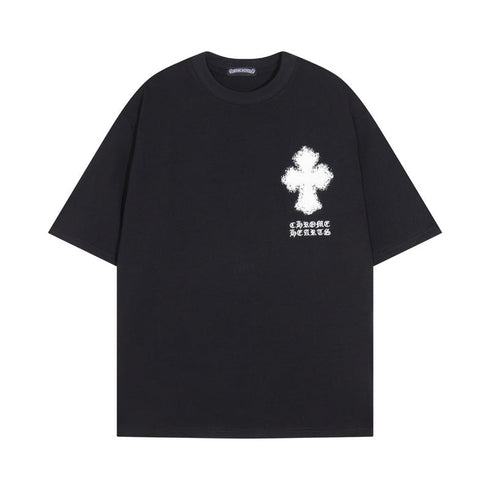 Chrome Heart T Shirts Croix Cross Leather Printed Short Sleeve T-Shirt