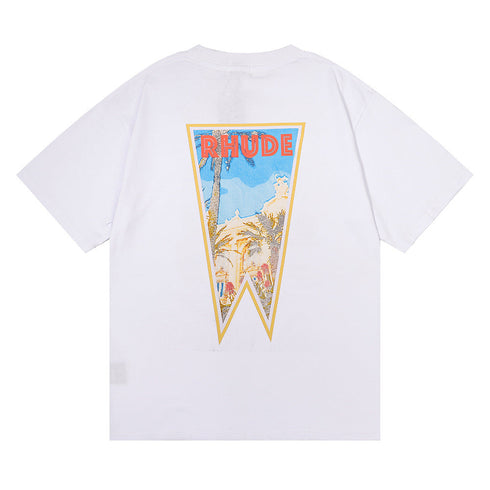 Rhude T-shirt Stamp Seal Coconut Tree Print Short Sleeve T-shirt