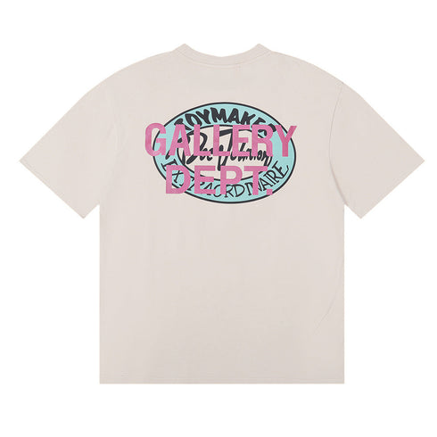 Gallery Dept T Shirts Casual Pink and Bronze Letter Printing