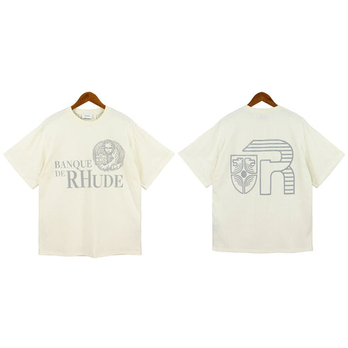 Rhude T-shirt Micro Label Letter Logo Line Pattern Short Sleeve T-shirt Loose