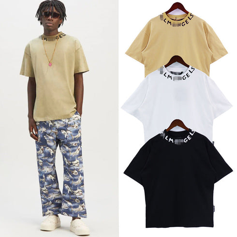 Palm Angels T-shirt Collar Letter Print Short Sleeve T-shirt