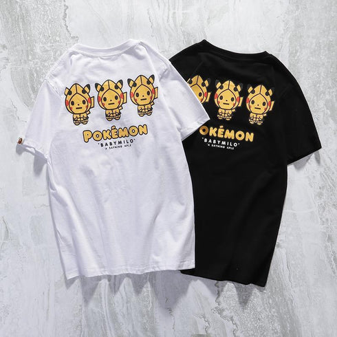Bathing Ape T-Shirt Summer Casual Cartoon Anime Pullover Short Sleeve Round Neck T-shirt