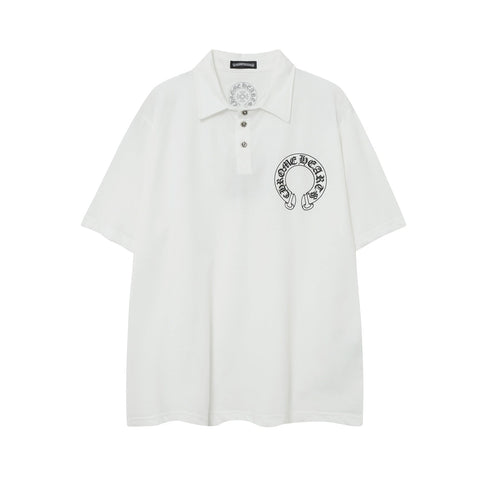 Chrome Heart T Shirts Sanskrit horseshoe print polo shirt short sleeve
