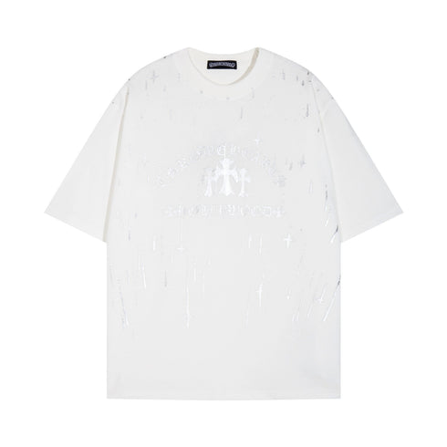 Chrome Heart T Shirts Versatile Casual Loose Print Embroidery T-Shirt Sleeves
