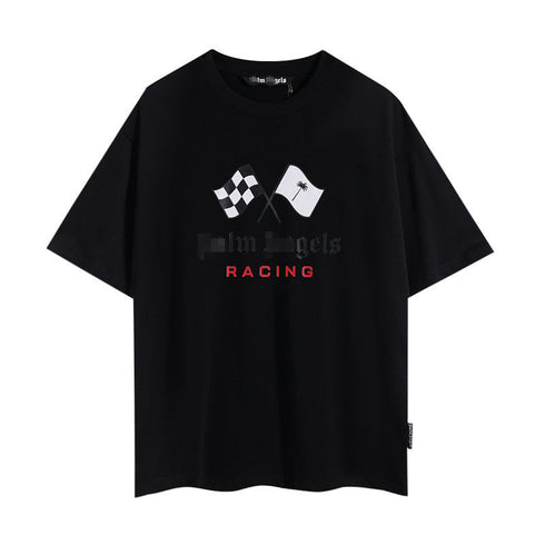 Palm Angels T-shirt Racing Flag Letter Print Short Sleeve T-shirt