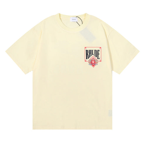 Rhude T-shirt Micro Label Letter Card Print Short Sleeve T-shirt
