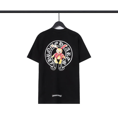 Chrome Heart T Shirts Croix Cross Leather Printed Short Sleeve T-Shirt