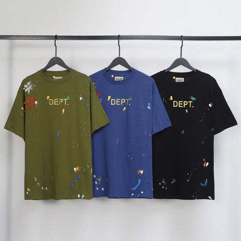 Gallery Dept T Shirts Splashed Ink Printing Loose Short Sleeve Base Lining