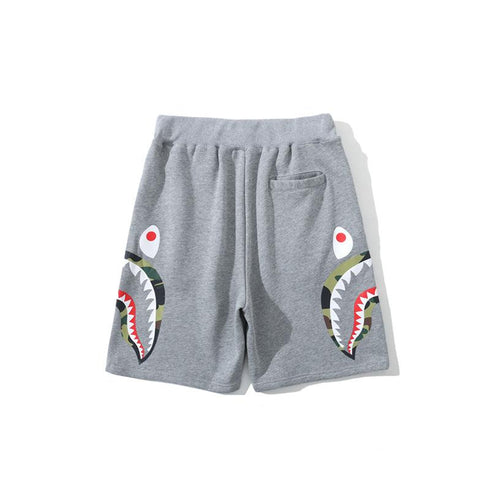Bathing Ape Shorts Fashion Brand Summer Loose Casual Double Camouflage on Side Shark Head Shorts Cropped Pants