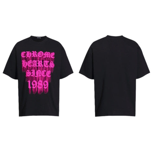 Chrome Heart T Shirts Croix Cross Leather Printed Short Sleeve T-Shirt