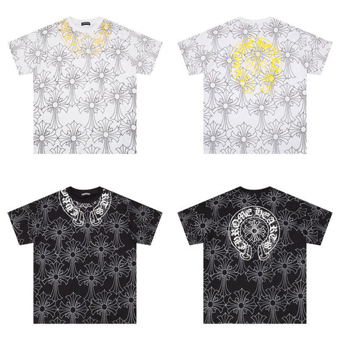 Chrome Heart T Shirts Croatian Horseshoe Full Cross Sanskrit Short Sleeve