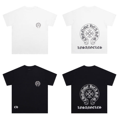 Chrome Heart T Shirts Summer Horseshoe Cross Print Short Sleeve T-Shirt