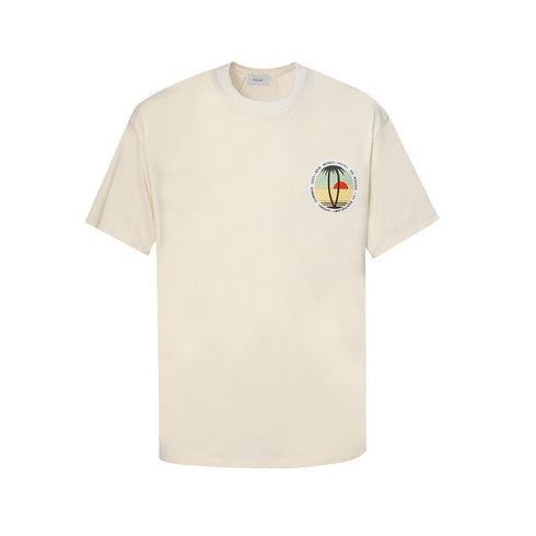 Rhude T-shirt Sunset Coconut Alphabet Print Short Sleeve T-shirt