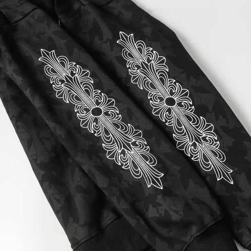 Chrome Heart Hoodie Loren Dark Pattern Ten Raven Hoof Fan Loose Jacket