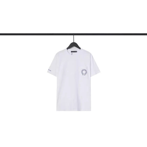Chrome Heart T Shirts Blue Cross Loose Crew Neck Short Sleeve