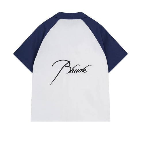 Rhude T-shirt Pocket Letter Embroidery Color Matching Short Sleeve Shirt