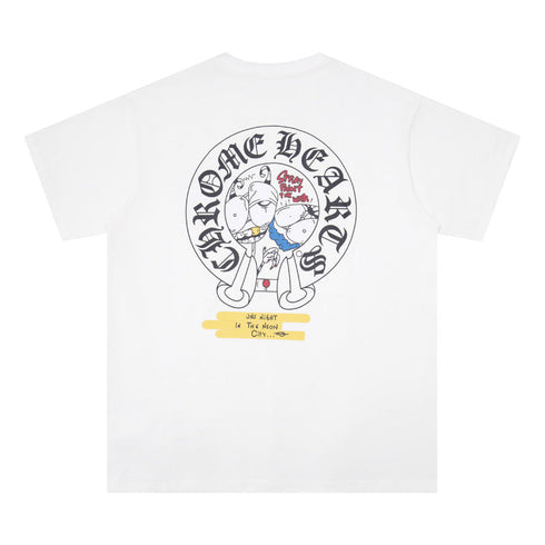 Chrome Heart T Shirts Crowe Cartoon Comic Print Short Sleeve