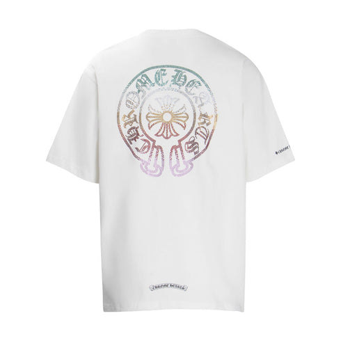 Chrome Heart T Shirts Horseshoe Sanskrit Cross Color Hot Diamond Short Sleeve T-Shirt