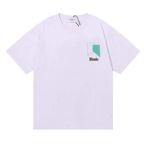 Rhude T-shirt Micro Standard Geometric Square Color Matching Printed Short Sleeve T-shirt