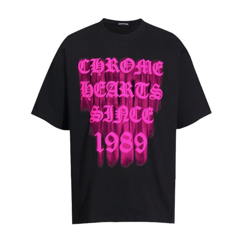 Chrome Heart T Shirts Logo Letter Print Crew Neck T-Shirt Loose Short Sleeves