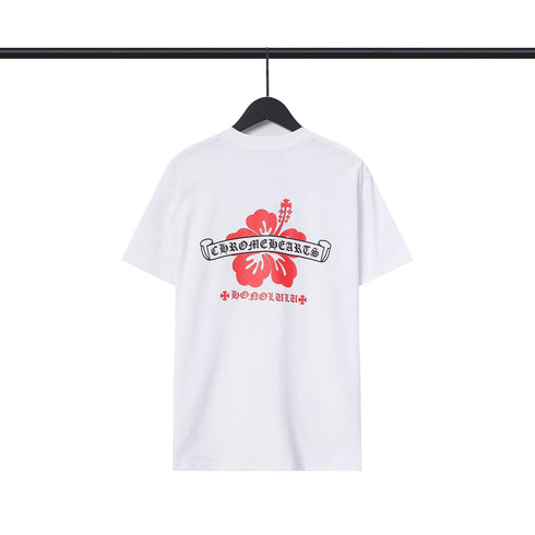 Chrome Heart T Shirts CH Flower Sanskrit Casual Short Sleeve T-Shirt Loose