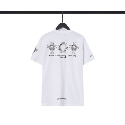 Chrome Heart T Shirts Chrome Hearts Cross Sanskrit Print Short Sleeve Crew Neck T-Shirt