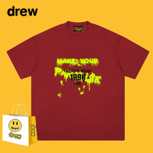 Drew T-shirts Smiley Face Short-Sleeved T-shirt Men's Short-Sleeved T-shirt