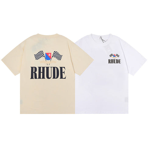 Rhude T-shirt Alphabet Flag Print Short Sleeve T-shirt
