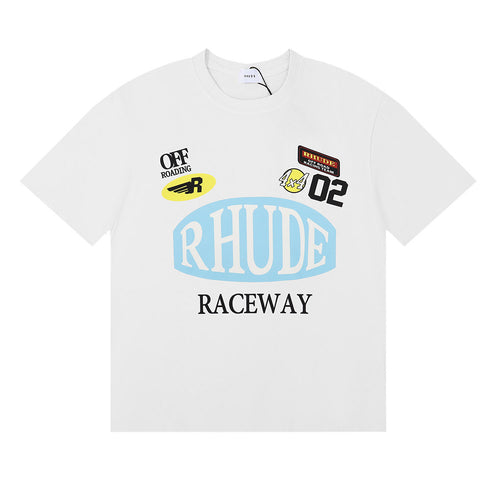 Rhude T-shirt Racing Track Letter Print Short Sleeve T-shirt