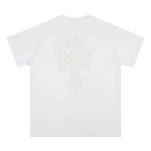 Chrome Heart T Shirts Croix Cross Color Embroidery Printed Short Sleeve T-Shirt Loose