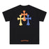 Chrome Heart T Shirts Cross Leather Print Short Sleeve T-Shirt Loose