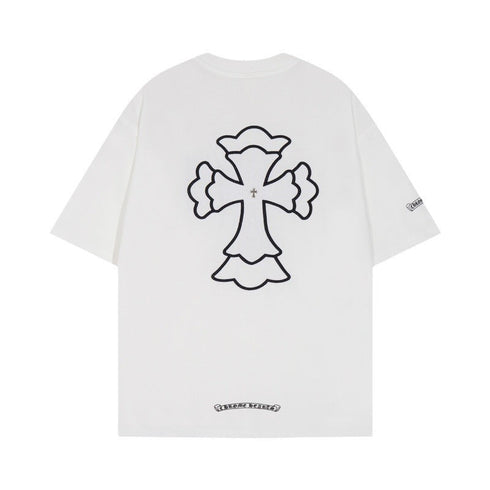 Chrome Heart T Shirts Cross Print Short Sleeve T-Shirt Loose