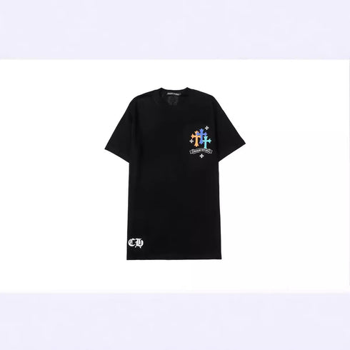 Chrome Heart T Shirts Croix Cross Color Leather Printed Short Sleeve T-Shirt