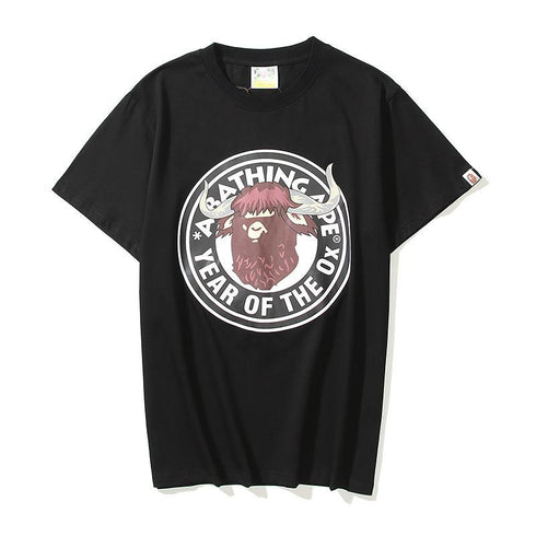 Bathing Ape T-Shirt T-shirt Short Sleeve Black Fashion Loose